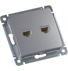 Розетка компьютерная и телефонная скрытой установки, механизм, цвет серебро  РСКТ-440-06  HEGEL