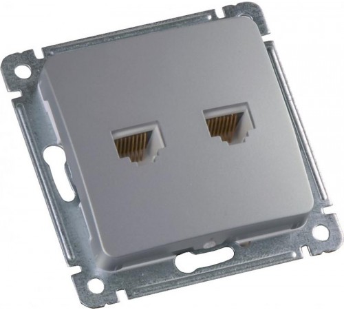 Розетка компьютерная скрытой установки, механизм, цвет серебро  РСКК-440-06  HEGEL
