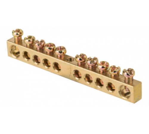 Шина "земля-ноль" 10 отв. для пров. сеч. до 6кв.мм  ШЗН-10  Рувинил