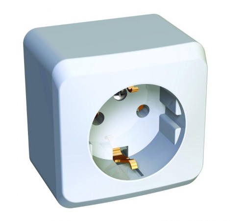 Этюд Белый О/У Розетка с заземлением без шторок  PA16-003B  SE