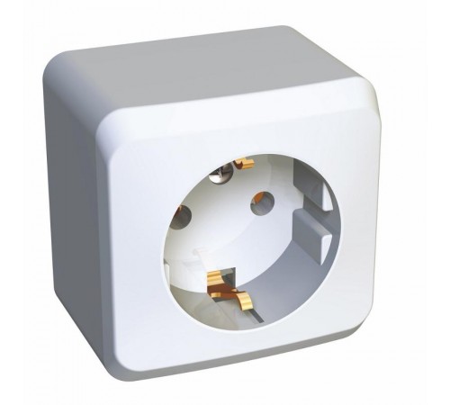 Этюд Белый О/У Розетка с заземлением без шторок  PA16-003B  SE