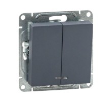 Механизм выключателя, двухклавишный, с подсветкой, графит Эпика  UP1-SWG-24 EKF