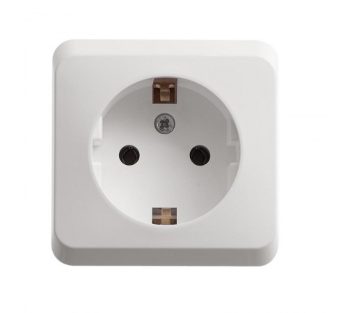 Этюд Белый О/У Розетка с заземлением без шторок  PA16-003B  SE