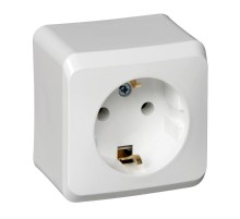 Этюд Белый О/У Розетка с заземлением без шторок  PA16-003B  SE