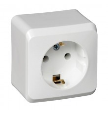 Этюд Белый О/У Розетка с заземлением без шторок  PA16-003B  SE