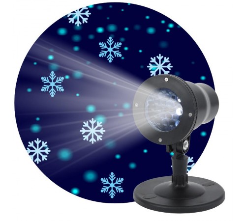 Проектор светодиодная  Снежинки мультирежим холодный свет , ENIOP-04 ,  220V, IP44 (8/280)  Б0041645  ЭРА
