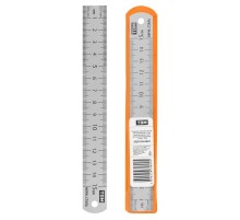 Линейка измерительная металлическая 15 см, нержавеющая сталь, двухсторонняя шкала, "Рубин"  SQ1018-0501  TDM