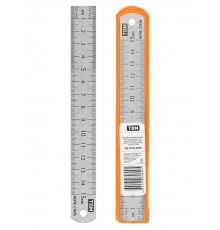 Линейка измерительная металлическая 15 см, нержавеющая сталь, двухсторонняя шкала, "Рубин"  SQ1018-0501  TDM