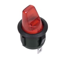 Выключатель клавишный круглый 12V 16А (3с) ON-OFF красный с подсветкой  36-2590  REXANT