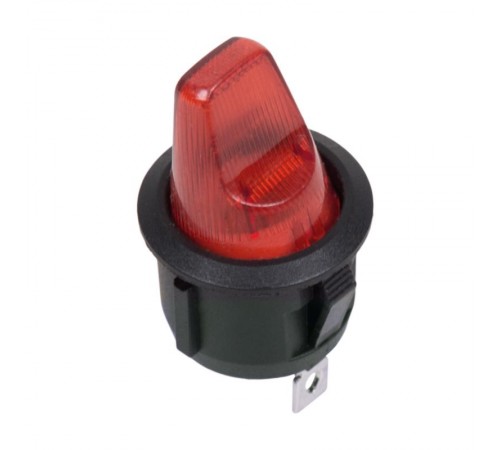 Выключатель клавишный круглый 12V 16А (3с) ON-OFF красный с подсветкой  36-2590  REXANT