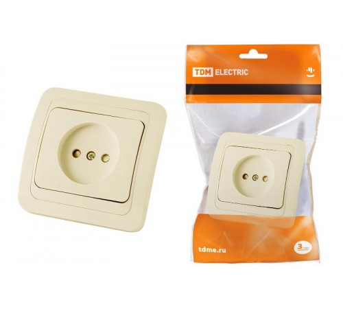 Розетка 2П 10А c защитными шторками сл. кость "Валдай"  SQ1804-0123  TDM