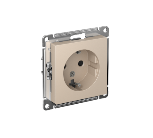 AtlasDesign Песочный Розетка с заземлением со шторками, 16А, механизм  ATN001245  SE