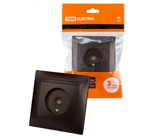 Розетка телевизионная простая (0-2400МГц, "мама") шоколад "Лама"  SQ1815-0517  TDM