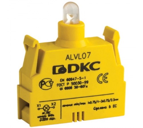 Контактный блок с клеммными зажимами под винт со светодиодом на 24В  ALVL24  DKC