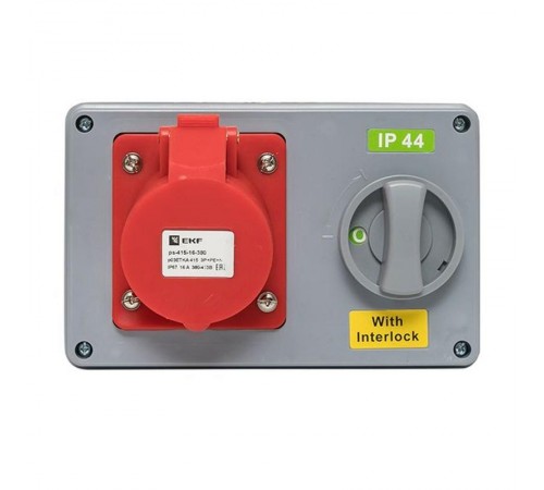 Розетка с блокировкой и выключателем 1415 3Р+РЕ+N 16А 380В IP44 EKF  ps-1415-16-380  EKF