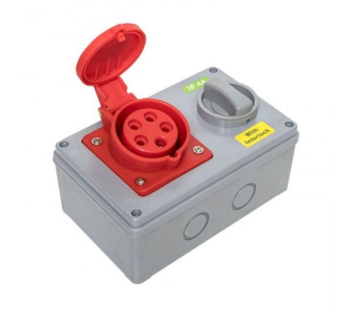 Розетка с блокировкой и выключателем 1415 3Р+РЕ+N 16А 380В IP44 EKF  ps-1415-16-380  EKF