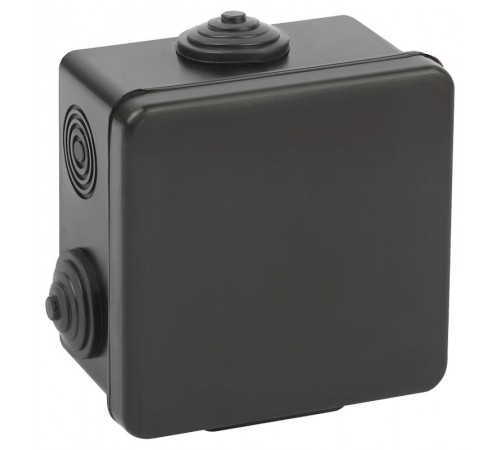 Распаячная коробка  KOR-80-80-50-7g-B открытой установки КОР 80х80х50мм черная с гермовводами 7 входов IP54 KOR-80-80-50-7g-B  Б0061782  ЭРА