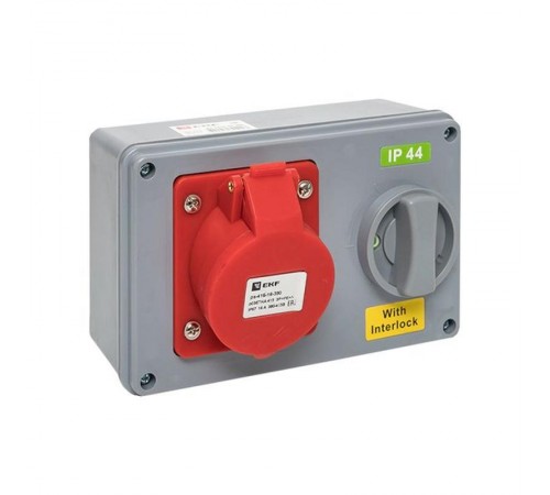 Розетка с блокировкой и выключателем 1415 3Р+РЕ+N 16А 380В IP44 EKF  ps-1415-16-380  EKF