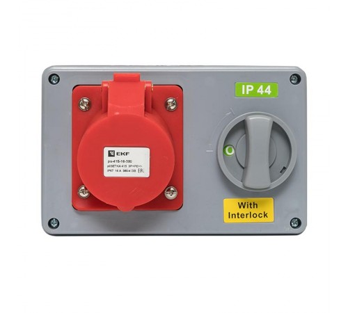 Розетка с блокировкой и выключателем 1415 3Р+РЕ+N 16А 380В IP44 EKF  ps-1415-16-380  EKF