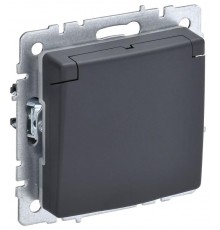 BRITE Розетка с заземлением со шторками с крышкой 16А IP20 РСбш10-3-БрГ графит   BR-R16-16-K53  IEK