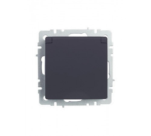 BRITE Розетка с заземлением со шторками с крышкой 16А IP44 РСбш10-3-44-БрГ графит   BR-R16-16-44-K53  IEK