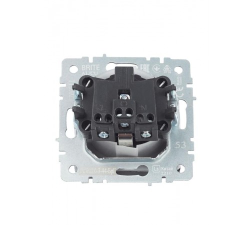 BRITE Розетка с заземлением со шторками с крышкой 16А IP44 РСбш10-3-44-БрГ графит   BR-R16-16-44-K53  IEK