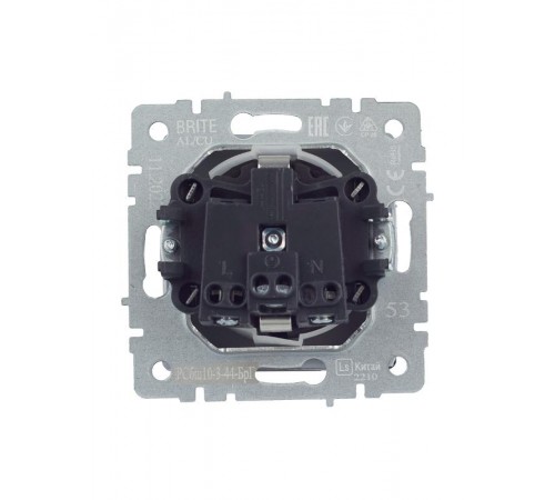 BRITE Розетка с заземлением со шторками с крышкой 16А IP44 РСбш10-3-44-БрГ графит   BR-R16-16-44-K53  IEK