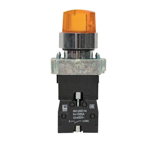 Переключатель BD21 2P c желтой подстветкой 230В NO  PROxima  xb2-bk21-y-230  EKF