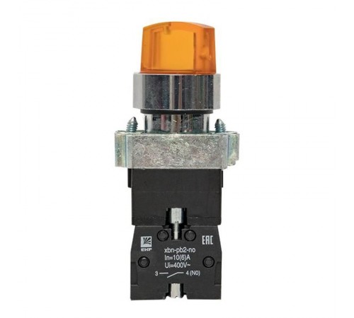 Переключатель BD21 2P c желтой подстветкой 230В NO  PROxima  xb2-bk21-y-230  EKF