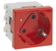Simon Connect Розетка с заземл. 2P+E с блокиров.вставкой, модуль К45, безвинт.зажим,16А, 250В, красный  KS11-6  Simon