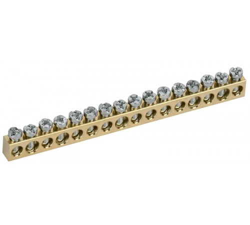 TEKFOR Шина нулевая сечение 6х9 16 отв. латунь  TF-KP00D-SN-16  IEK