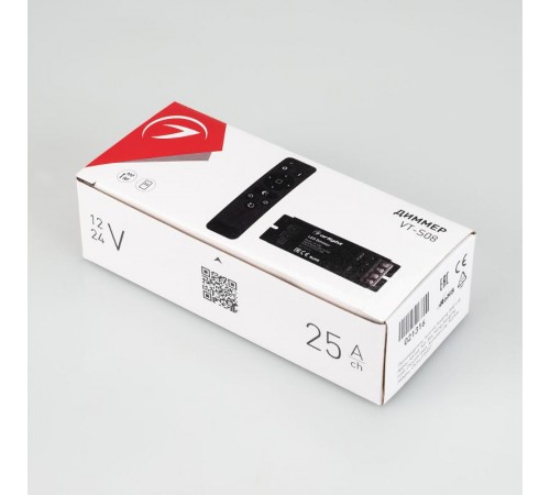 Диммер VT-S08-1x25A (12-24V, ПДУ Стик 12кн, RF)  021316  Arlight