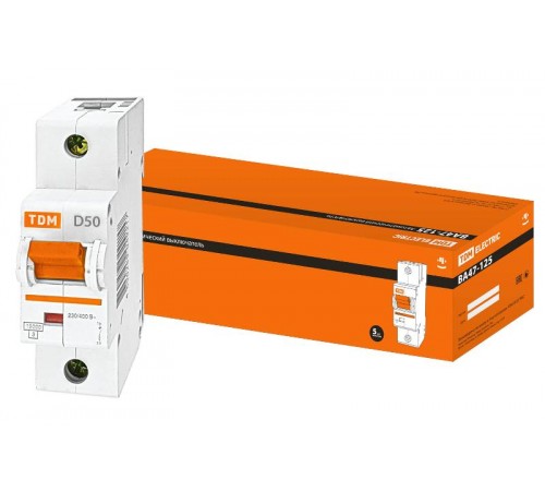 Выключатель автоматический однополюсный ВА47-125 50А D 15кА  SQ0208-0008  TDM