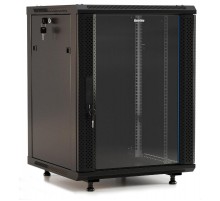 TWB-FC-1845-GP-RAL9004 Шкаф настенный 19-дюймовый (19"), 18U, 920x600х450мм, стеклянная дверь с перфорацией по бокам, цвет черн. 395558  Hyperline