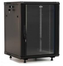 TWB-FC-2245-GP-RAL9004 Шкаф настенный 19-дюймовый (19"), 22U, 1098x600х450мм, стеклянная дверь с перфорацией по бокам, цвет черн. 395578  Hyperline
