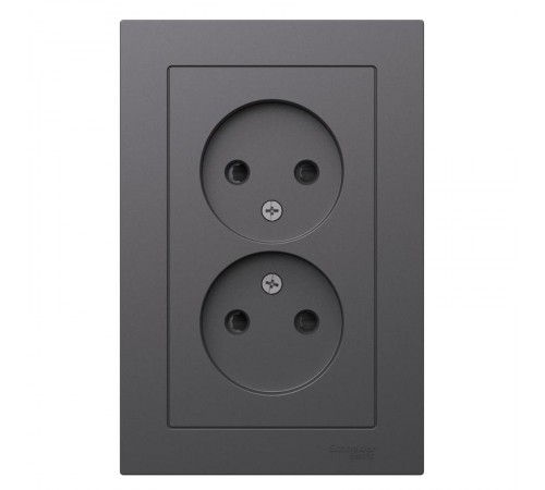 AtlasDesign Базальт Розетка 2-ая без заземления со шторками,16А, в сборе  ATN001422  SE