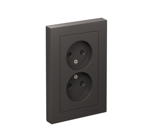 AtlasDesign Базальт Розетка 2-ая без заземления со шторками,16А, в сборе  ATN001422  SE