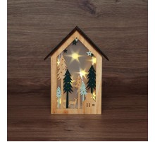 Деревянная фигурка с подсветкой "Домик в лесу" 19х6х26 см  504-024  NEON-NIGHT