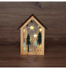 Деревянная фигурка с подсветкой "Домик в лесу" 19х6х26 см  504-024  NEON-NIGHT