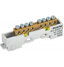 TEKFOR Шина PE "земля" неизолированная на универсальном держателе 6х9-8-Ж  TF-NN10-08-DL-K05  IEK