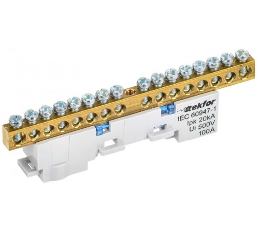 TEKFOR Шина N "ноль" неизолированная на универсальном держателе 6х9-16-С  TF-NN10-16-DL-K07  IEK