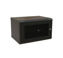 WR-TW-0945-SD-RAL9004 Шкаф настенный 19-дюймовый (19"), 9U, 500x600х450мм, перфор. метал. дверь с замком, (RAL 9004)  521252  WRLine