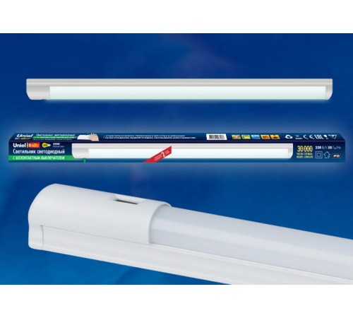 Светильник светодиодный линейный T5 c выключателем и ДД 8Вт ULI-L24-8W/4200K SENSOR IP20 WHITE 560х28х42мм 4200К 600Lm белый  UL-00001447  Uniel