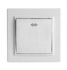 Выключатель (переключатель) электрический перекрестный 1-клавишный, серия Эрна, PSW10-9009-01, белый  39925  STEKKER