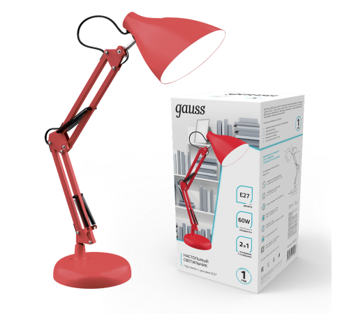 Светильник настольный GTL003 60W 220-240V E27 красный струбцина и основание 1/12  GT0034  Gauss