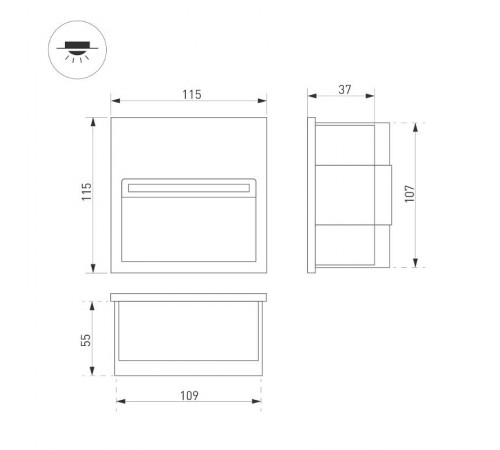 Светильник LTD-TRAIL-S115x115-4W Warm3000 (GR, 70 deg, 230V) (Arlight, IP65 Металл, 3 года)  029963  Arlight