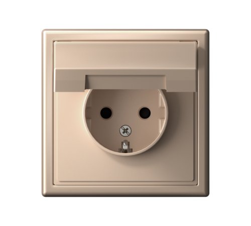 ArtGallery Песочный Розетка с заземлением, со шторками, с крышкой, 16А, IP20, механизм  GAL001246  SE