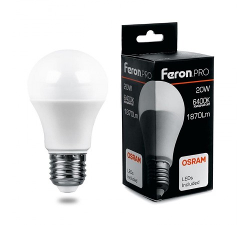 Лампа светодиодная .PRO LB-1020 Шар E27 20W 6400K OSRAM LED  38043  Feron