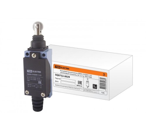 Концевой выключатель ВККН-2102М11-У2 роликовый толкатель 5А 1з+1р  IP65  SQ0732-0029  TDM
