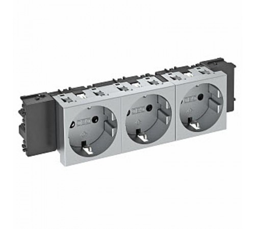 Розетка тройная 0° Modul45connect с з/к, 250 В, 16A (серебристый) (STD-D0C AL3)  6120392  OBO Bettermann